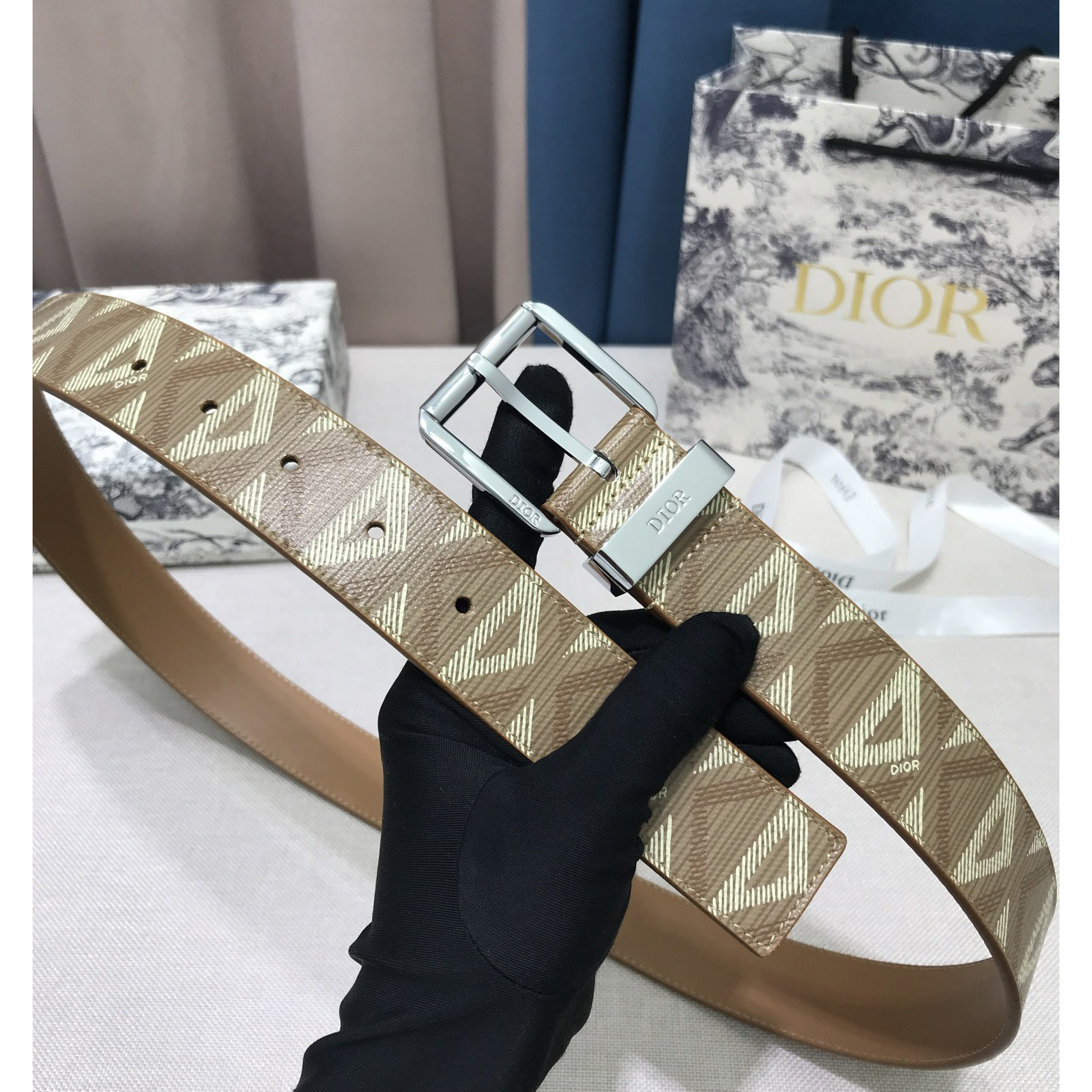 Dior CD Diamond Print  40mm Belt  - FashionPlug