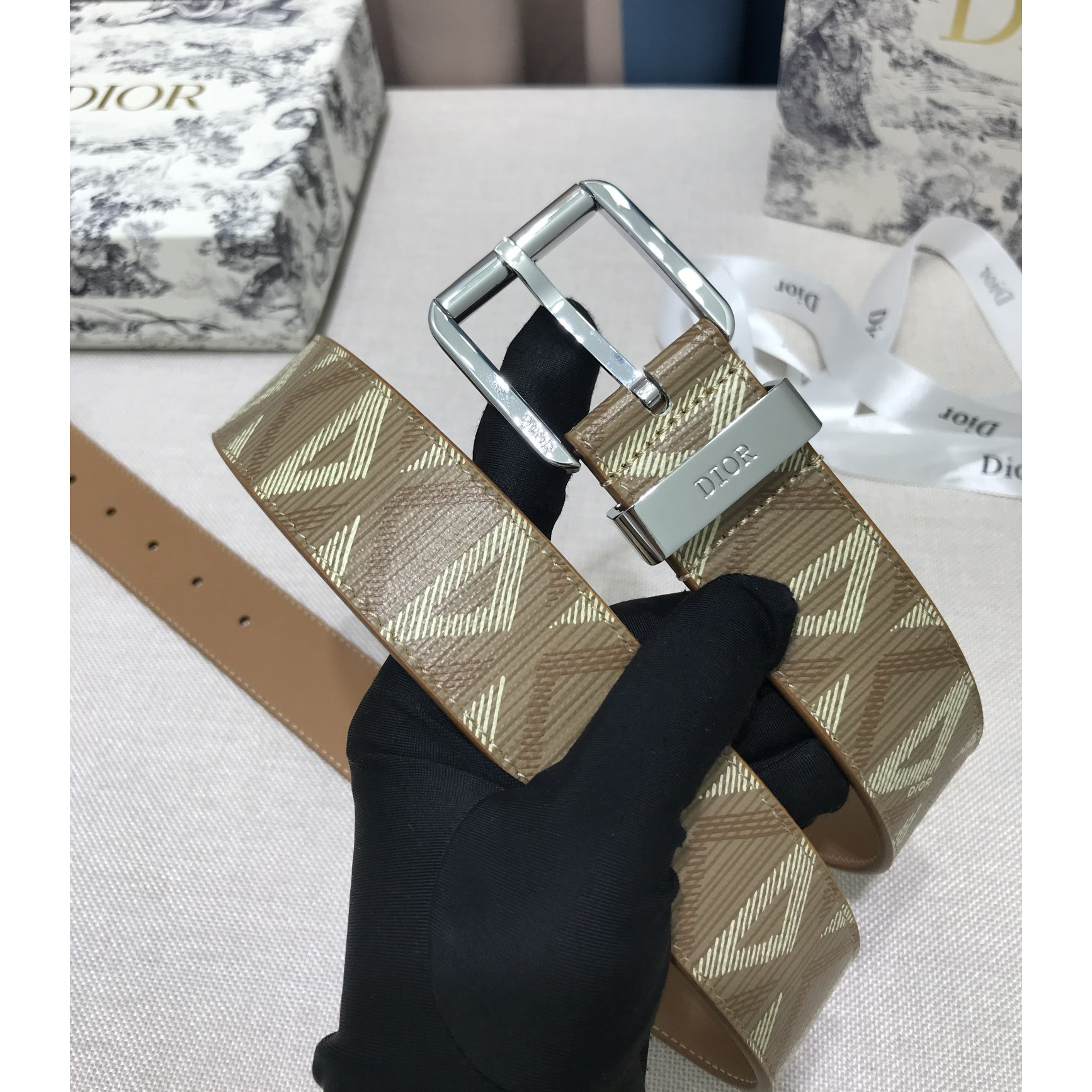 Dior CD Diamond Print  40mm Belt  - FashionPlug