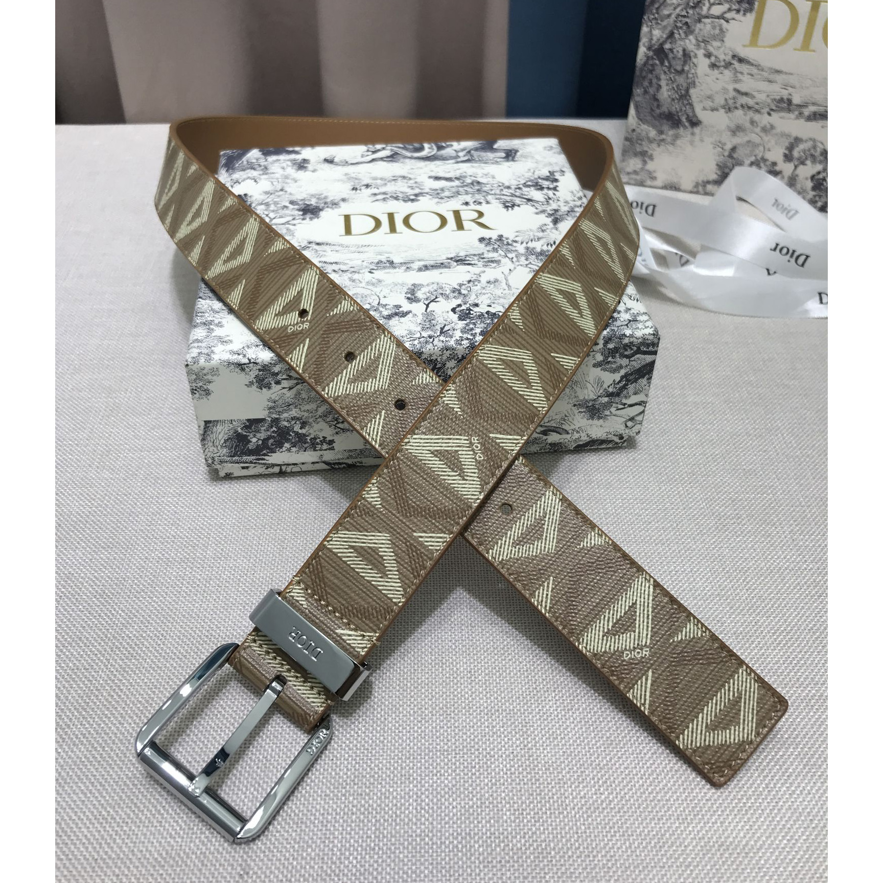 Dior CD Diamond Print  40mm Belt  - FashionPlug
