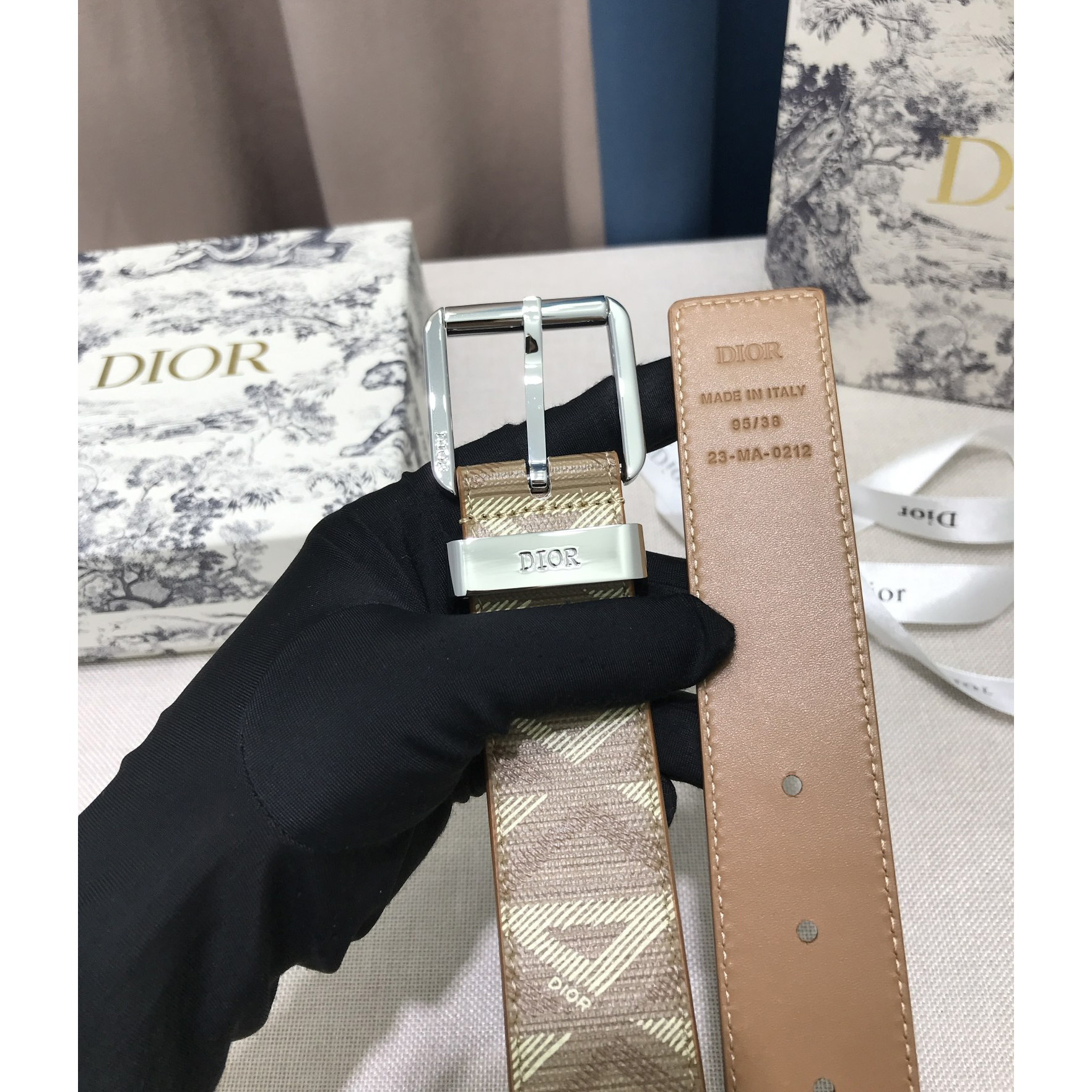 Dior CD Diamond Print  40mm Belt  - FashionPlug