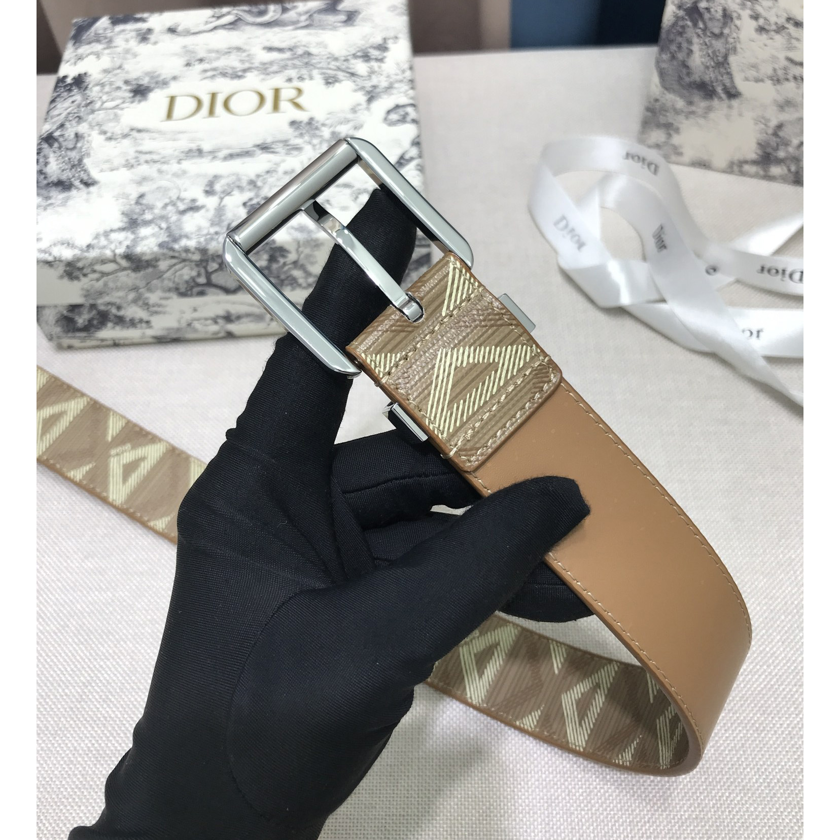 Dior CD Diamond Print  40mm Belt  - FashionPlug