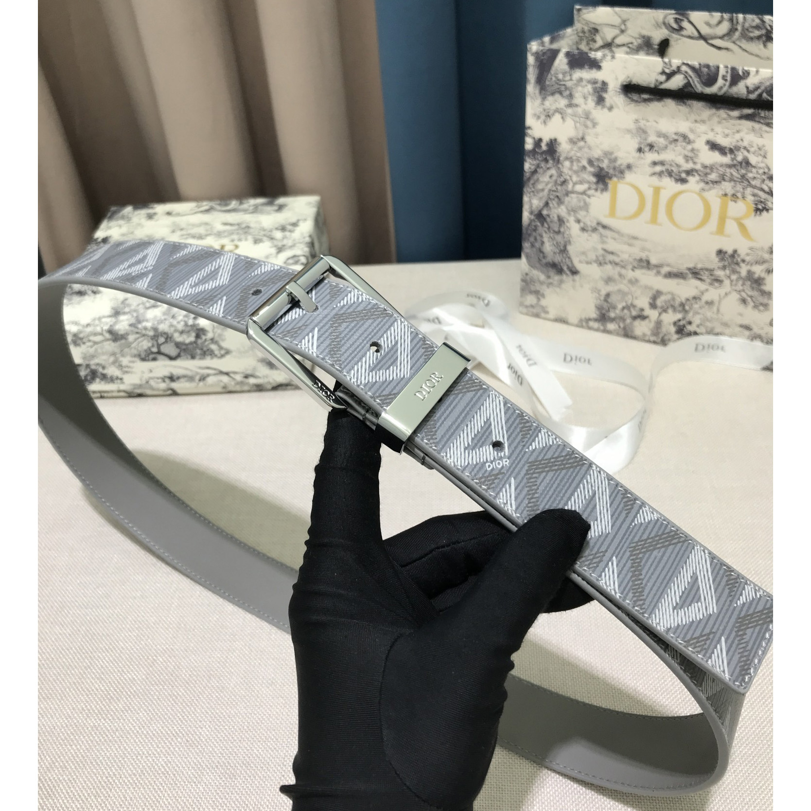 Dior CD Diamond Print  35mm Belt  - FashionPlug