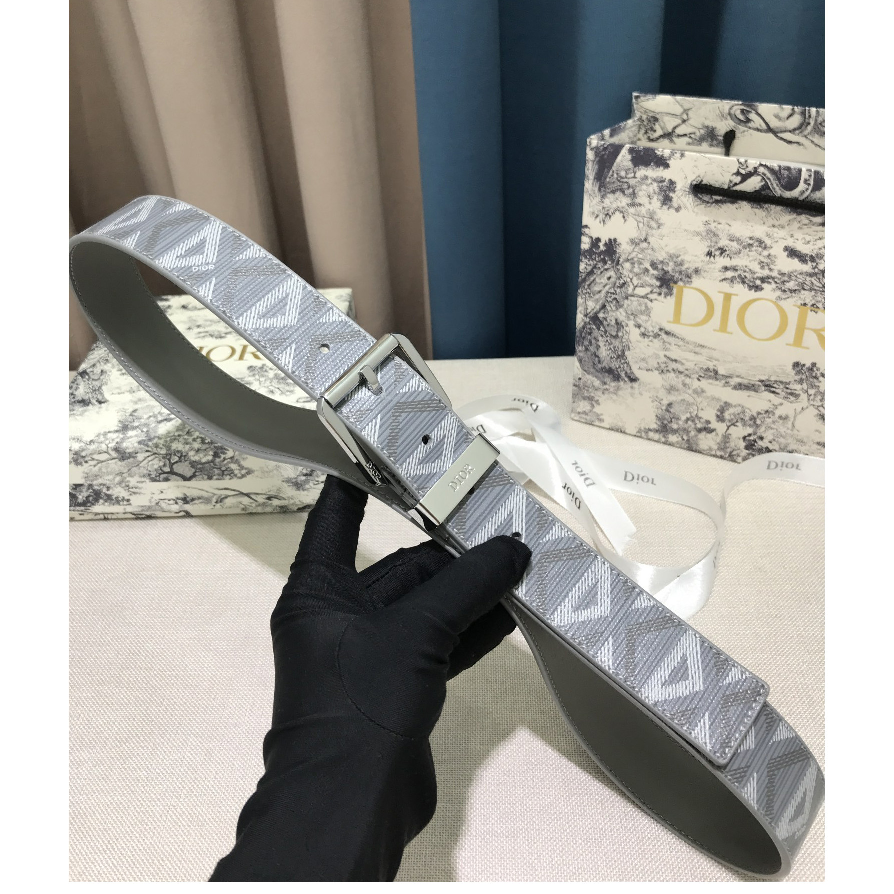 Dior CD Diamond Print  35mm Belt  - FashionPlug