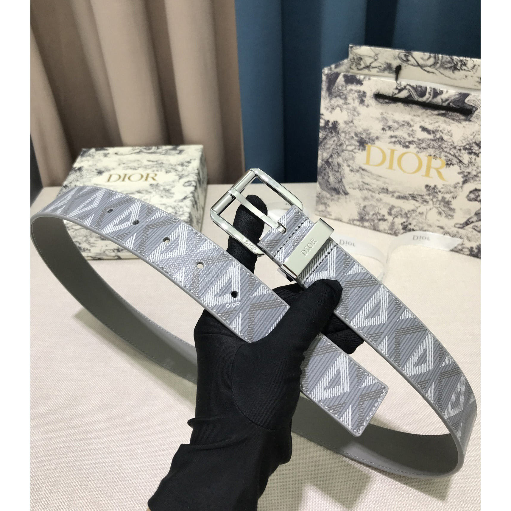 Dior CD Diamond Print  35mm Belt  - FashionPlug