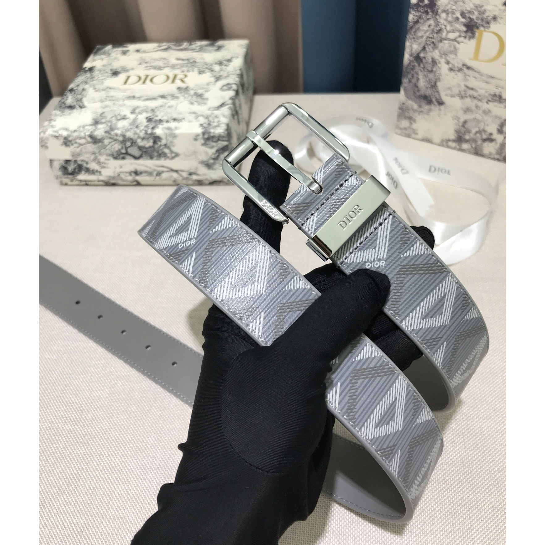 Dior CD Diamond Print  35mm Belt  - FashionPlug