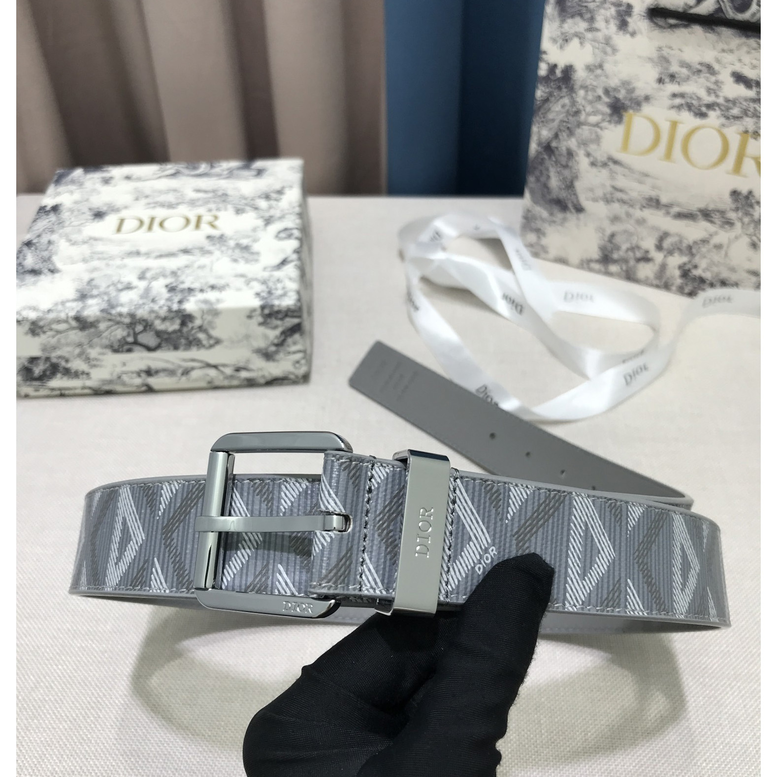 Dior CD Diamond Print  35mm Belt  - FashionPlug