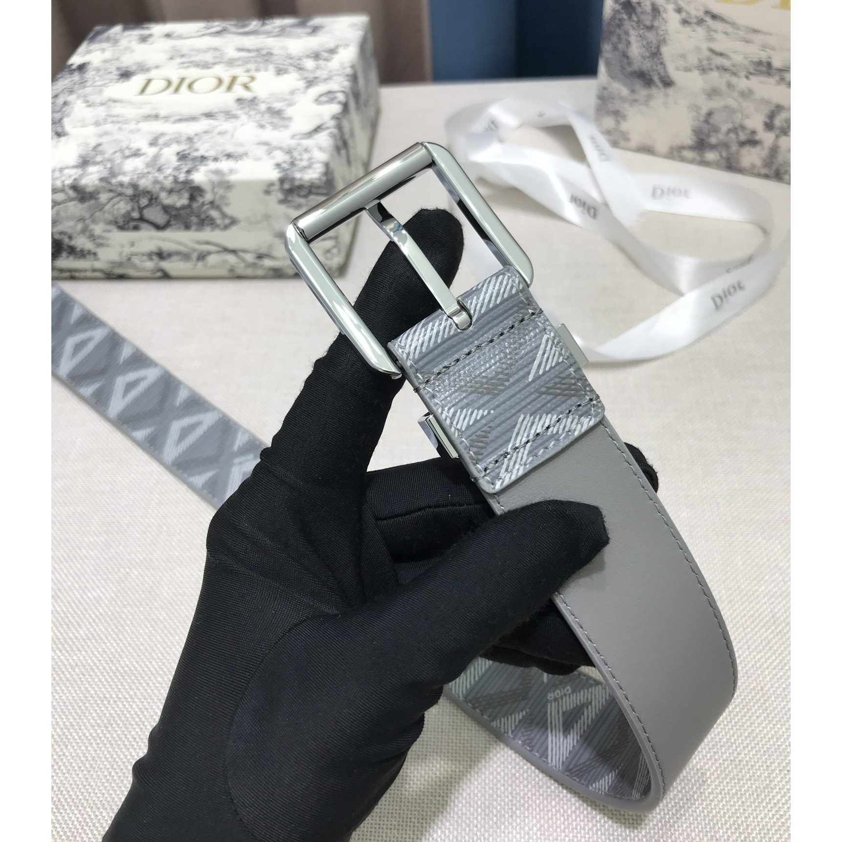 Dior CD Diamond Print  35mm Belt  - FashionPlug