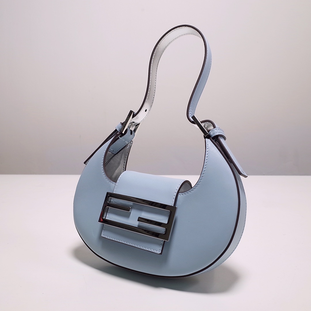 Fendi Cookie Blue Leather Mini Handbag（22-17.5-4.5cm） - FashionPlug