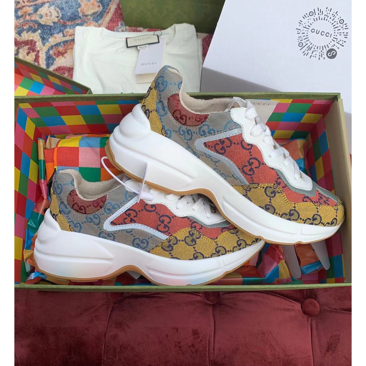 Gucci GG Multicolor Series Rhyton  Sneakers(upon uk size) - FashionPlug
