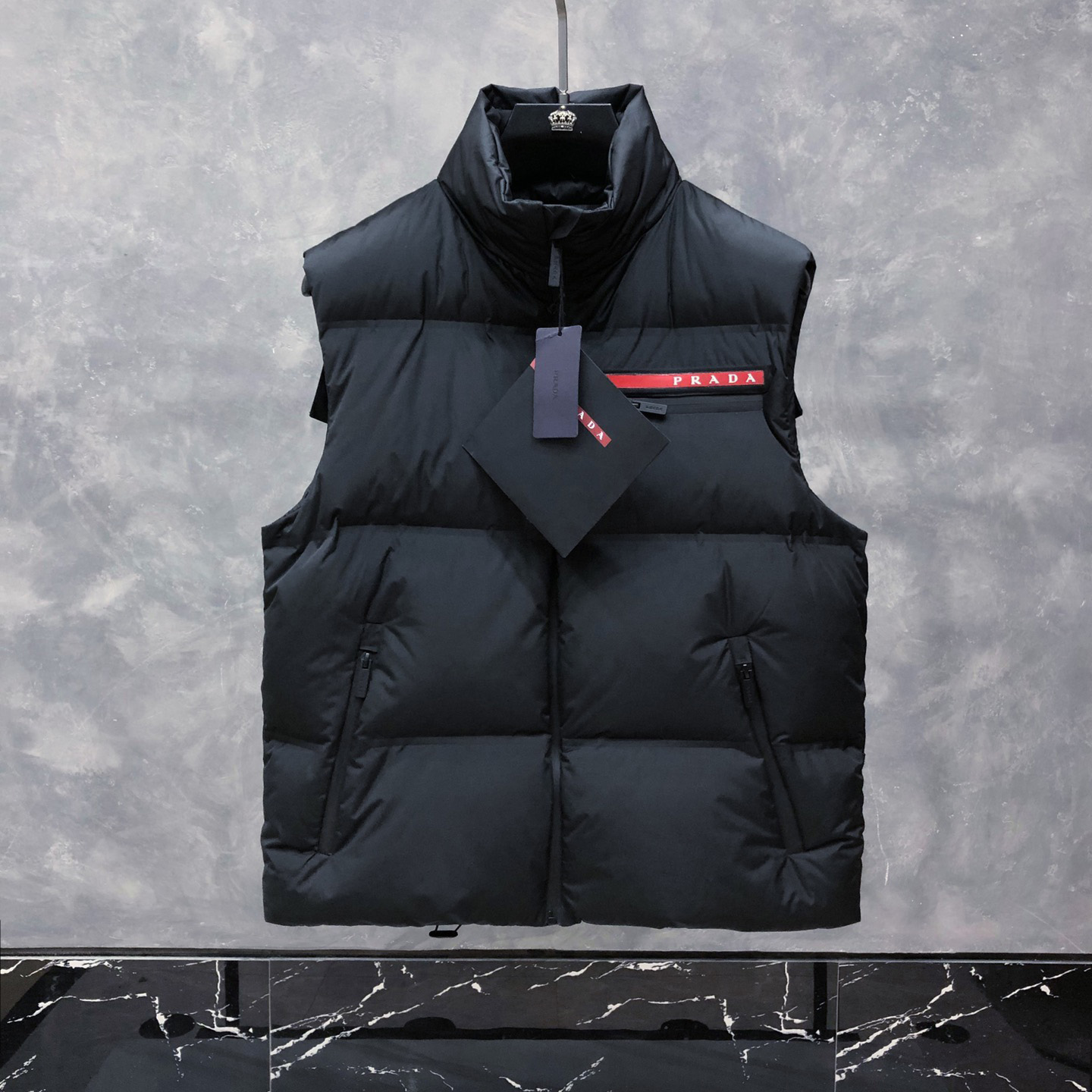 Prada Prada Logo Vest Jacket In Black - FashionPlug