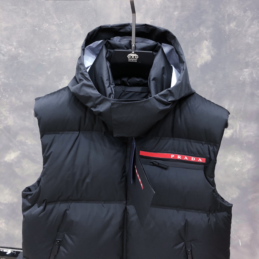 Prada Prada Logo Vest Jacket In Black - FashionPlug