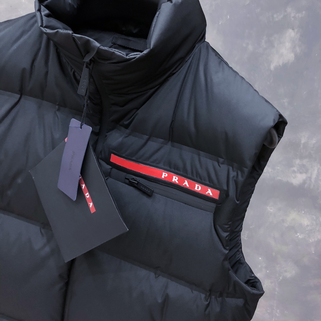 Prada Prada Logo Vest Jacket In Black - FashionPlug