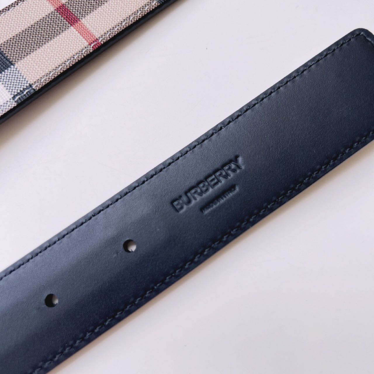 Burberry TB Monogram Vintage Check Belt - FashionPlug