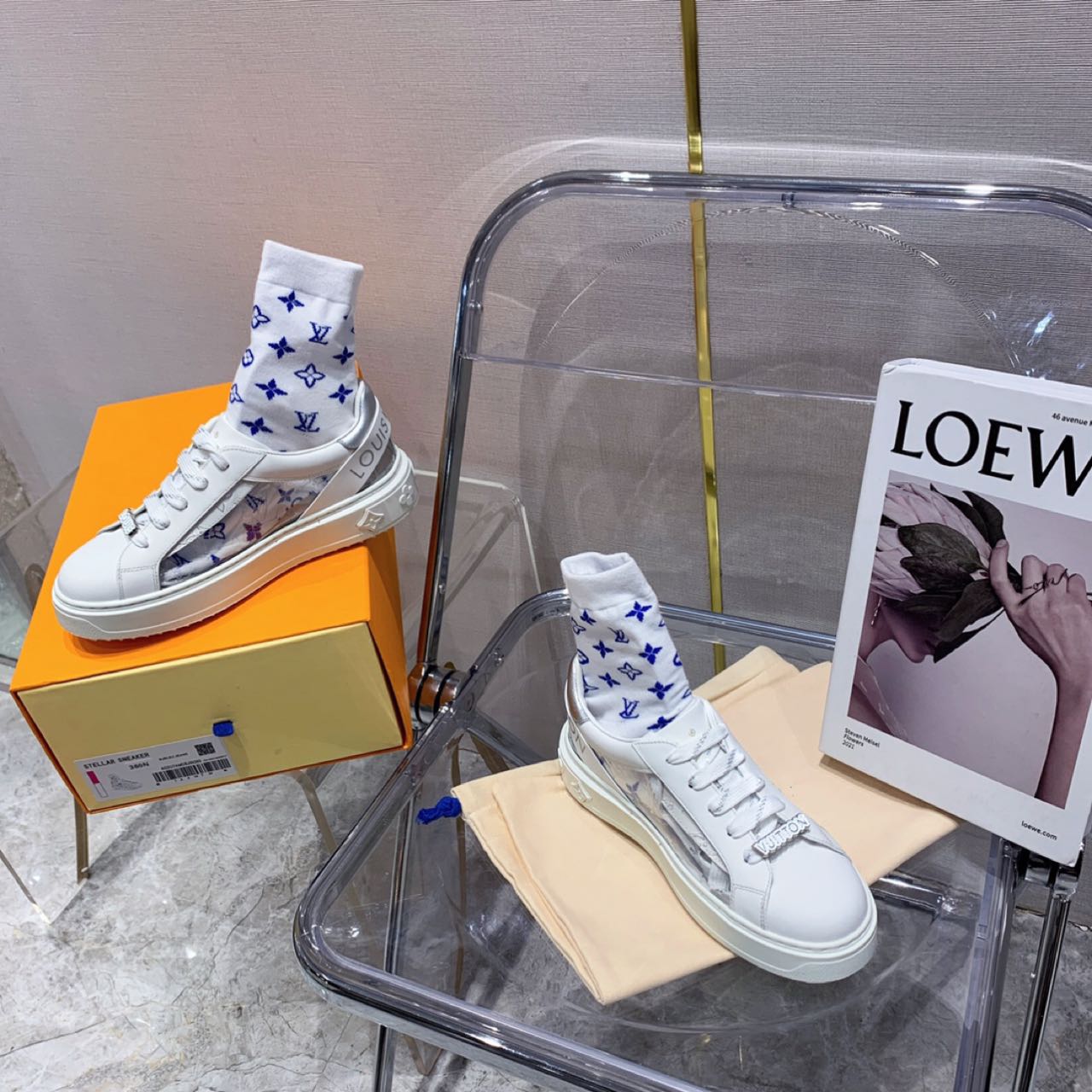 Louis Vuitton Time Out PVC Transparent Logo Sneaker - FashionPlug