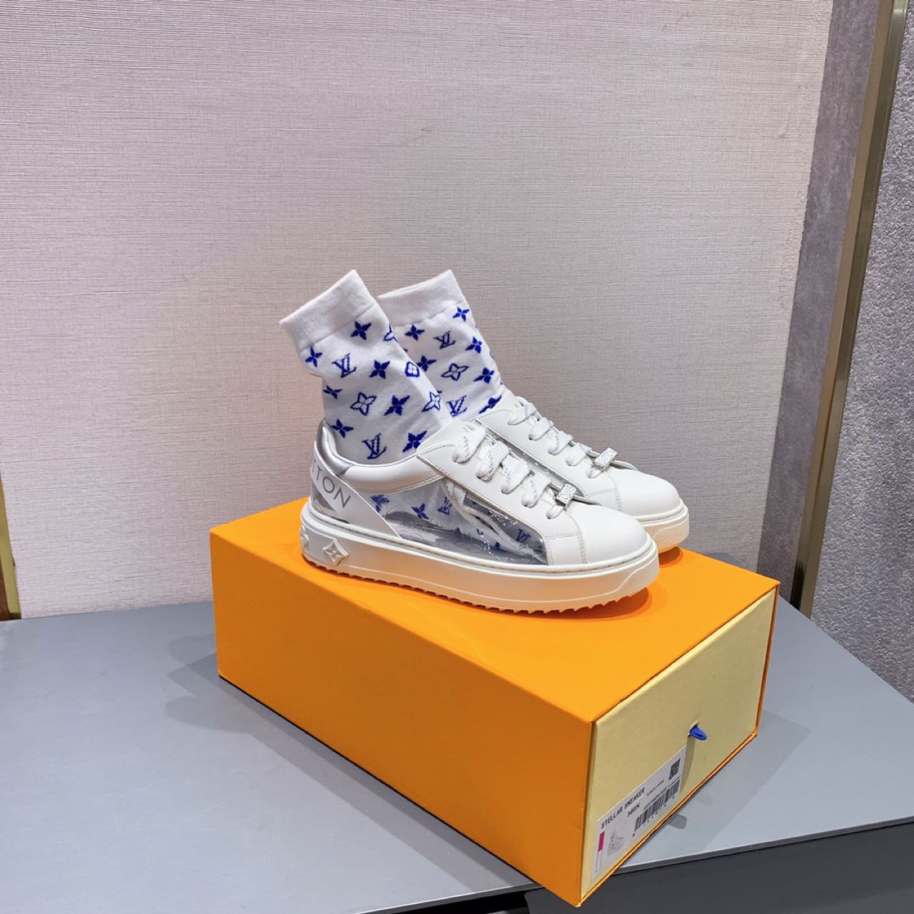 Louis Vuitton Time Out PVC Transparent Logo Sneaker - FashionPlug