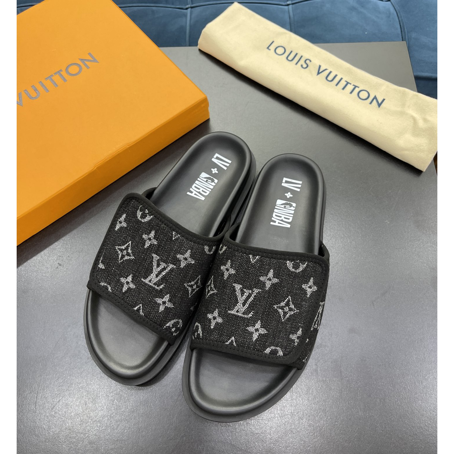 Louis Vuitton x NBA Monogram Slipper - FashionPlug
