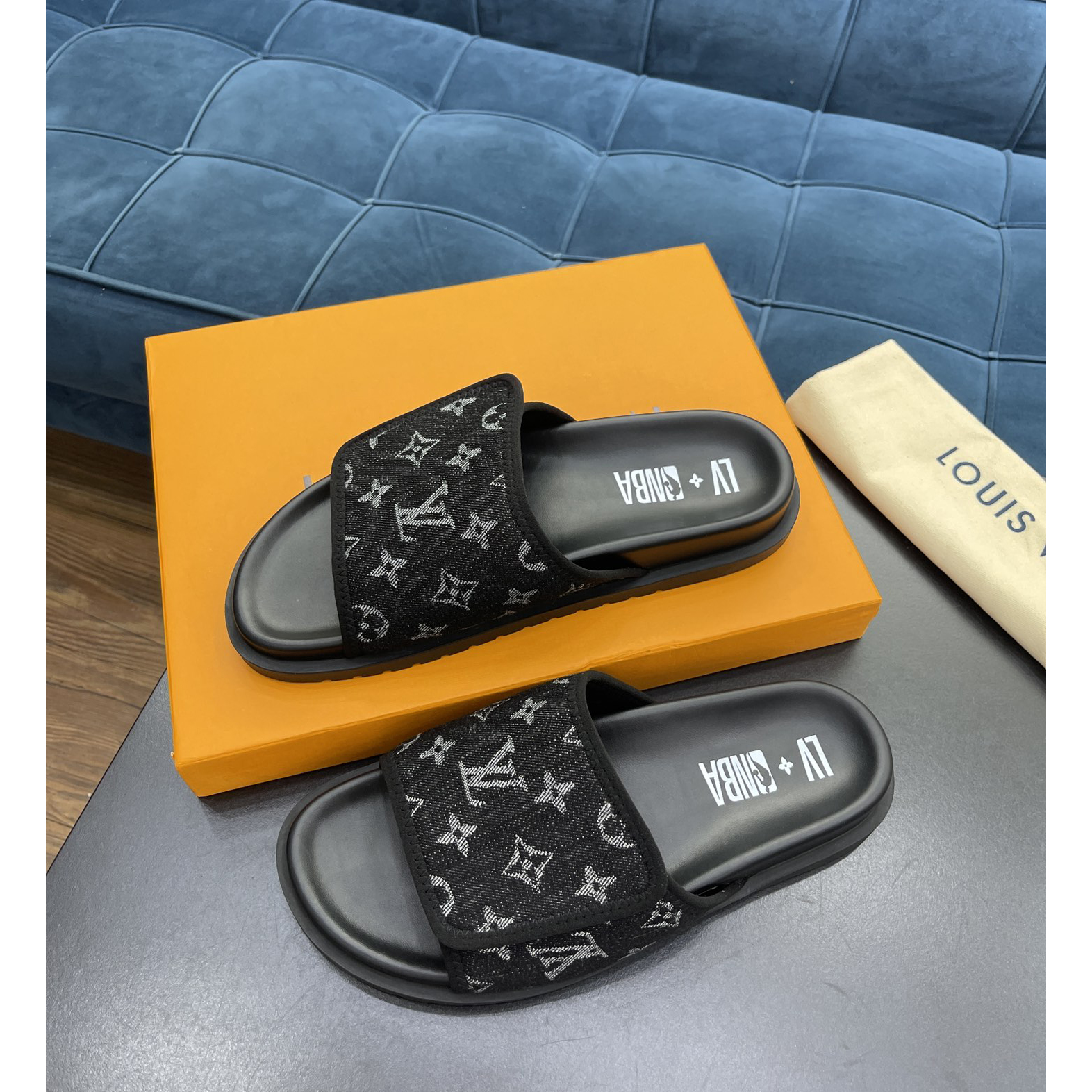 Louis Vuitton x NBA Monogram Slipper - FashionPlug