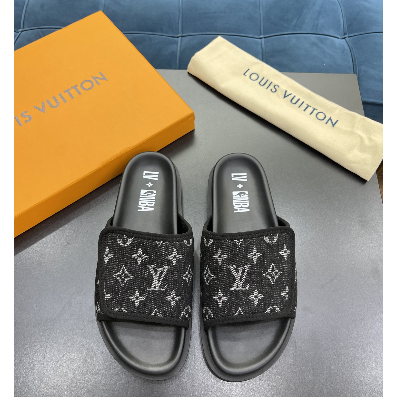 Louis Vuitton x NBA Monogram Slipper - FashionPlug