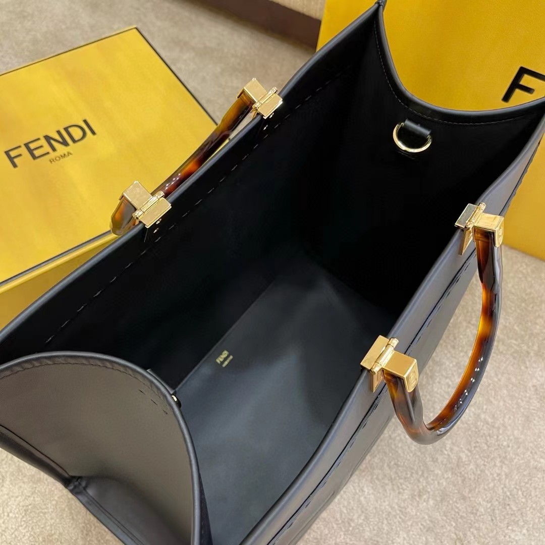 Fendi Sunshine Medium Beige Canvas Bag(40.5-35-21.5cm) - FashionPlug