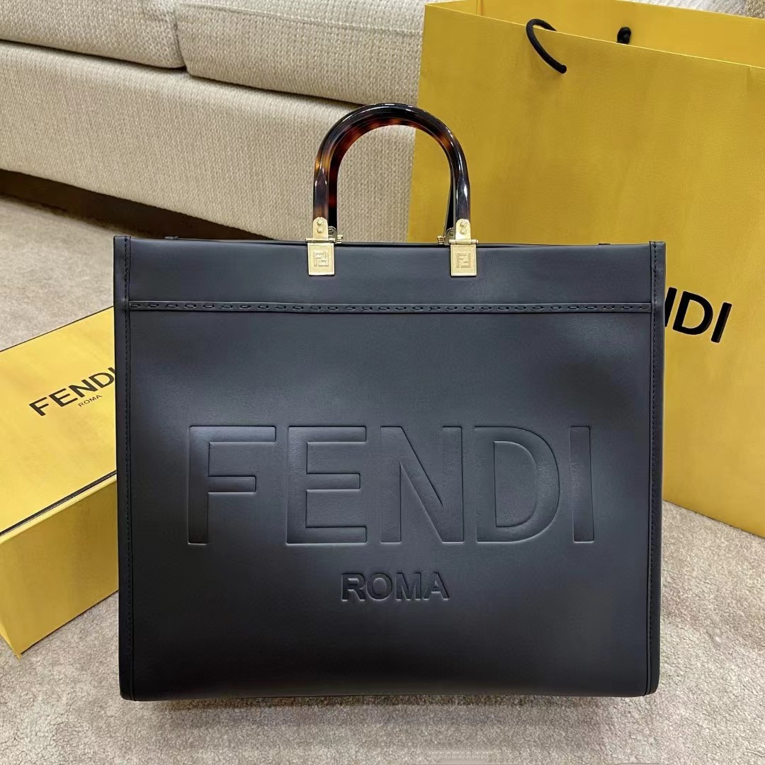 Fendi Sunshine Medium Beige Canvas Bag(40.5-35-21.5cm) - FashionPlug