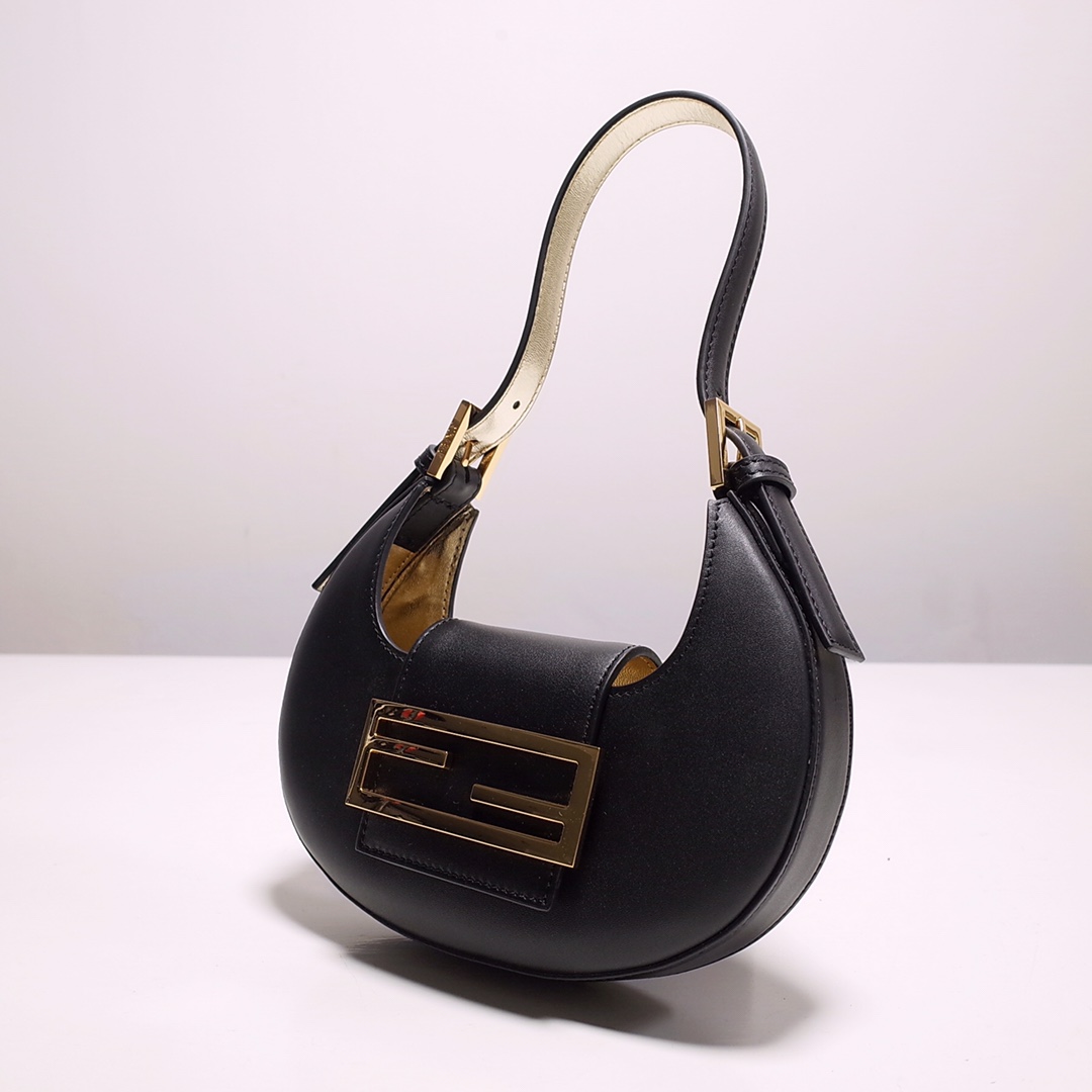 Fendi Cookie Black Leather Mini Handbag（22-17.5-4.5cm） - FashionPlug