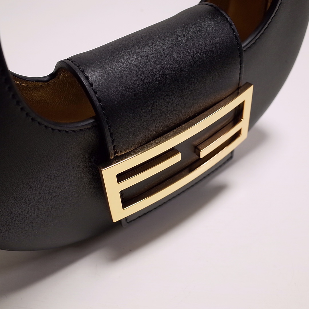 Fendi Cookie Black Leather Mini Handbag（22-17.5-4.5cm） - FashionPlug