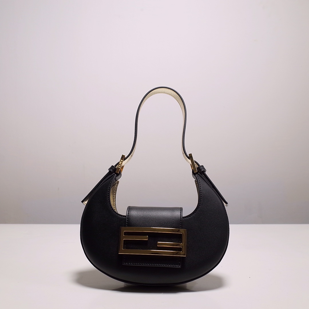 Fendi Cookie Black Leather Mini Handbag（22-17.5-4.5cm） - FashionPlug