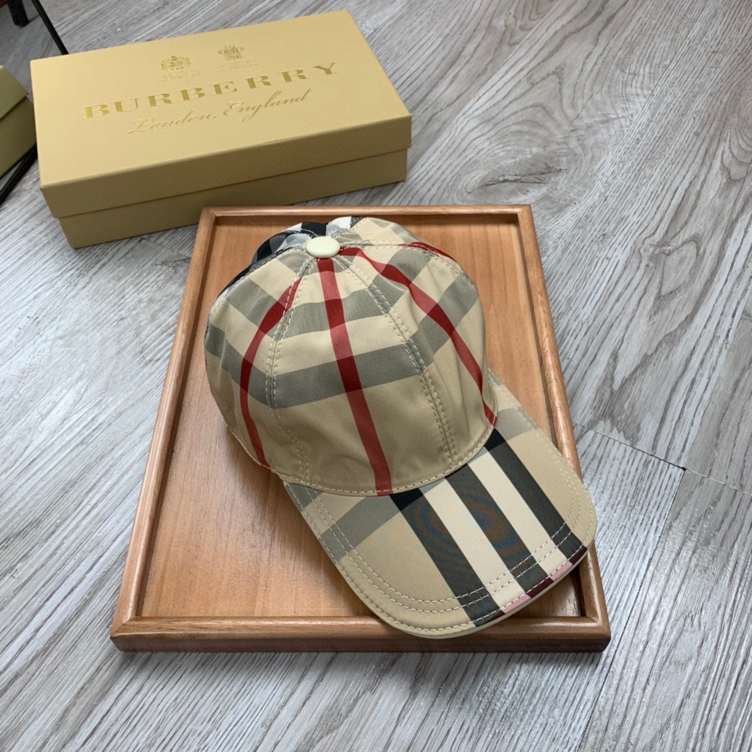 Burberry Vintage Check And Icon Stripe Baseball Cap - FashionPlug