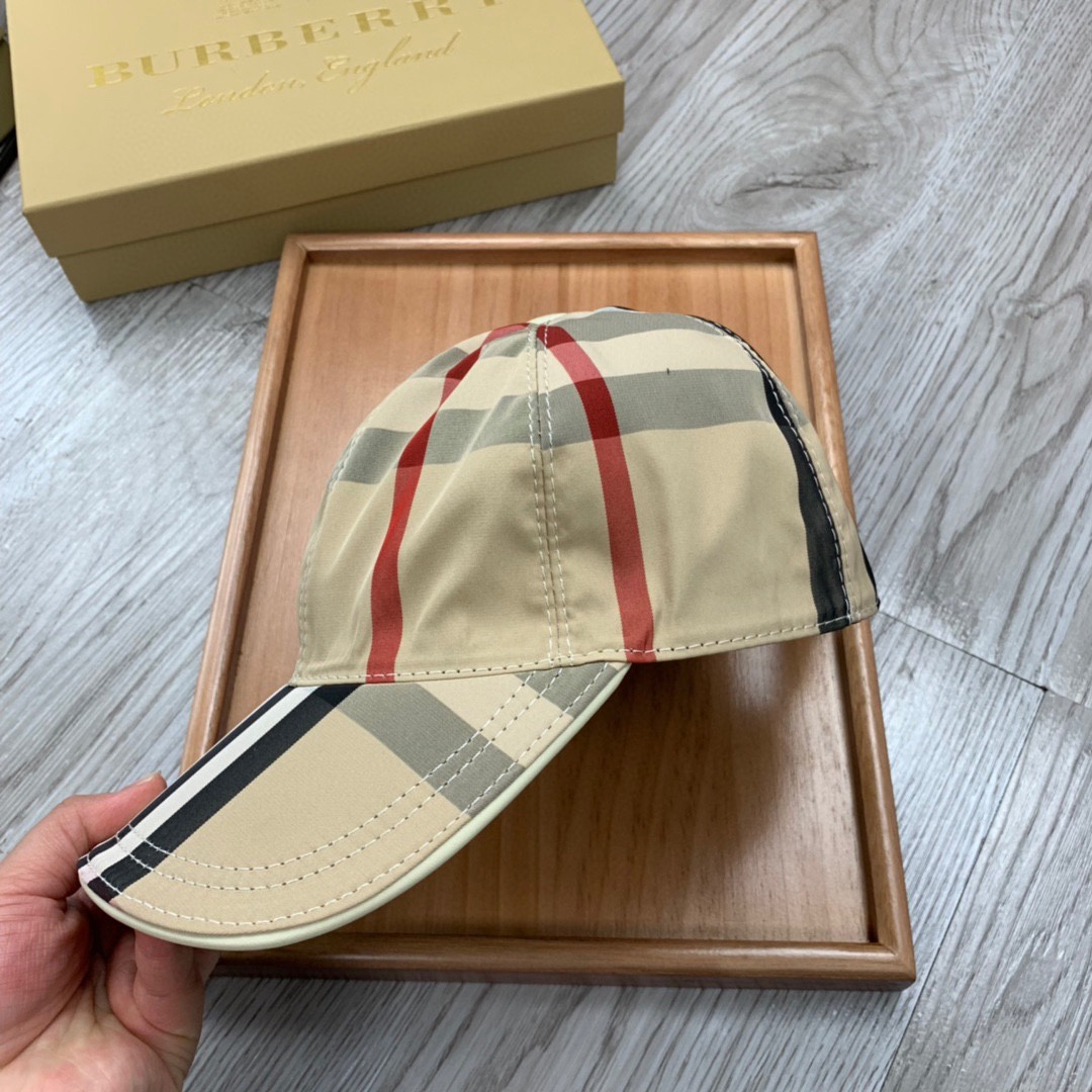 Burberry Vintage Check And Icon Stripe Baseball Cap - FashionPlug