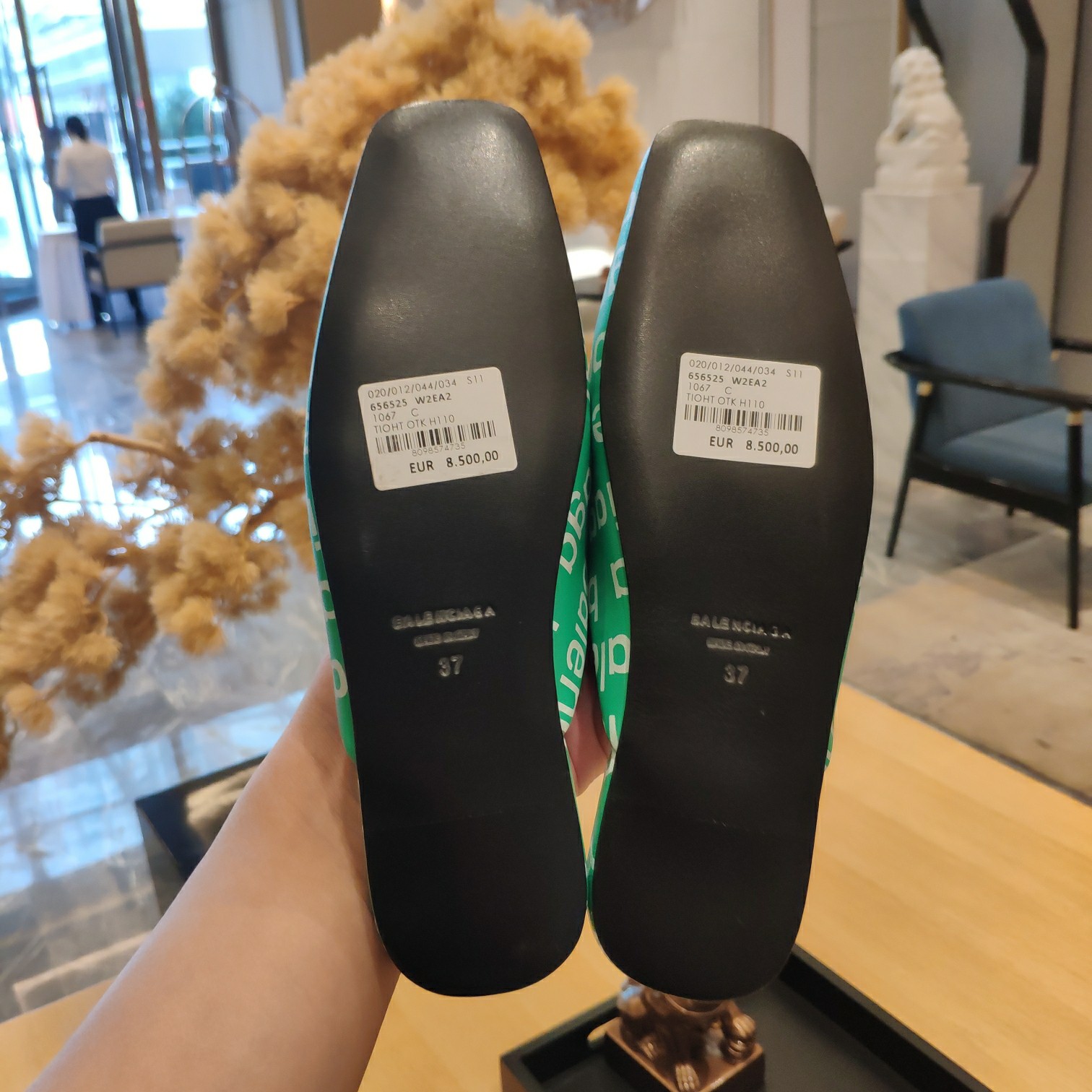Balenciaga Logo  Leather Backless Loafers - FashionPlug