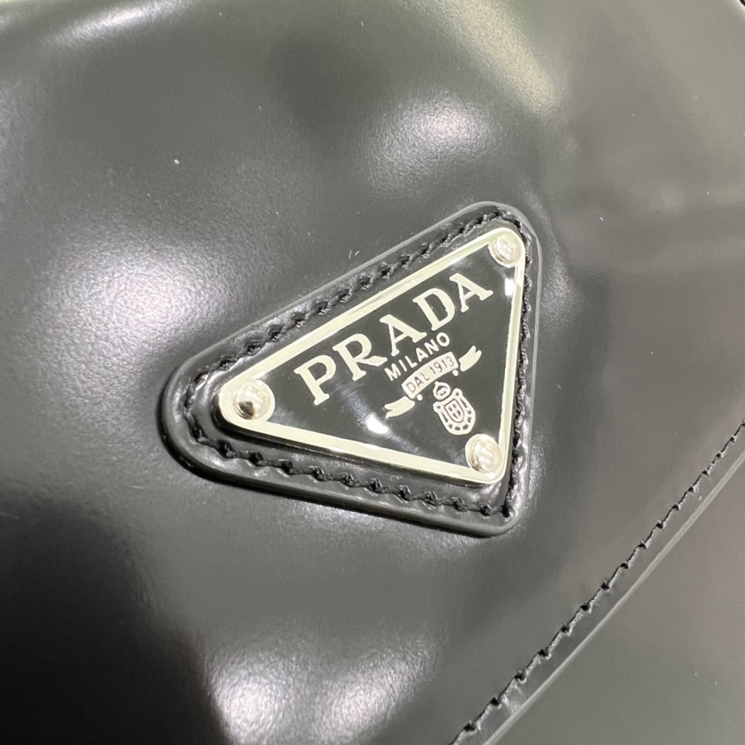 Prada Cleo Brushed Leather Shoulder Bag In Black(24-19-6cm)   1BD303 - FashionPlug