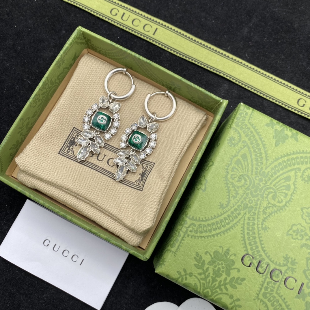 Gucci  Interlocking G Crystal Earrings - FashionPlug