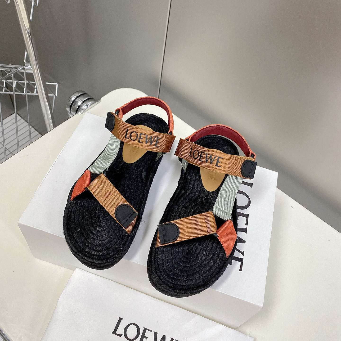 Loewe Strappy Espadrille In Nylon - FashionPlug