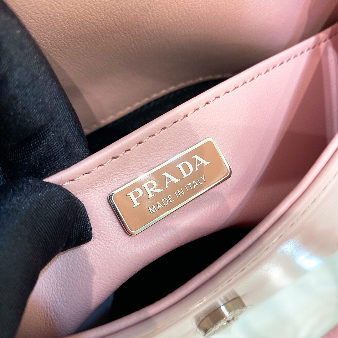 Prada Cleo Brushed Leather Shoulder Bag In Pink(24-19-6cm)   1BD303 - FashionPlug
