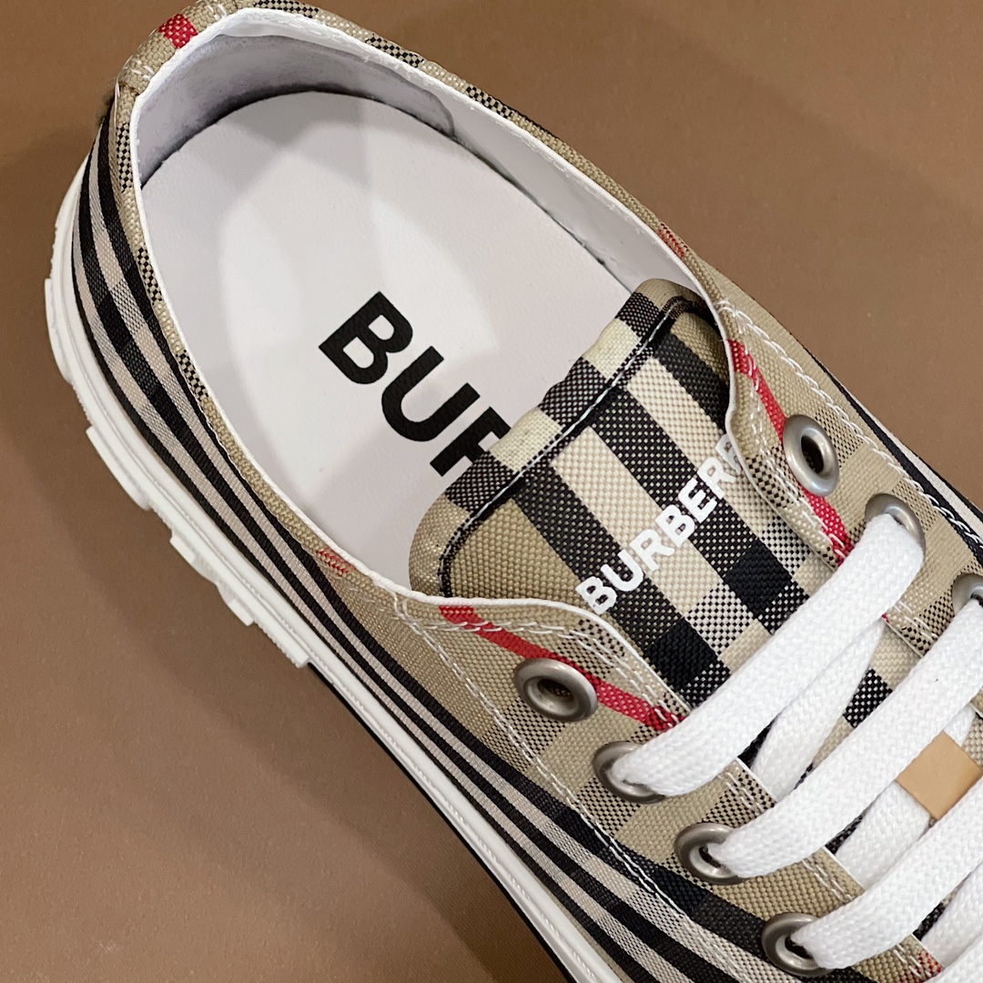 Burberry Check Cotton Sneakers - FashionPlug