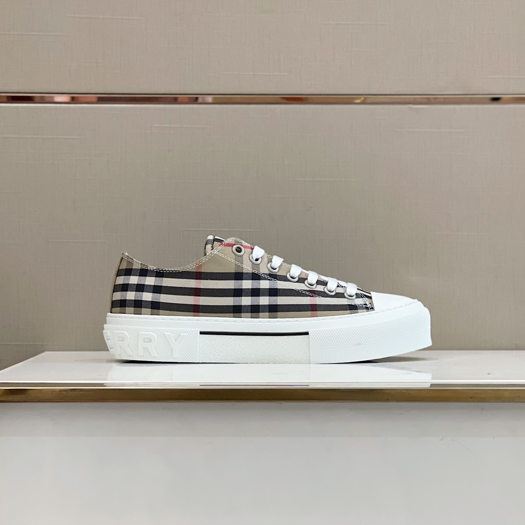 Burberry Check Cotton Sneakers - FashionPlug