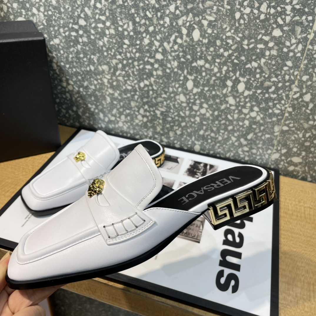 Versace La Medusa Loafer Mules - FashionPlug
