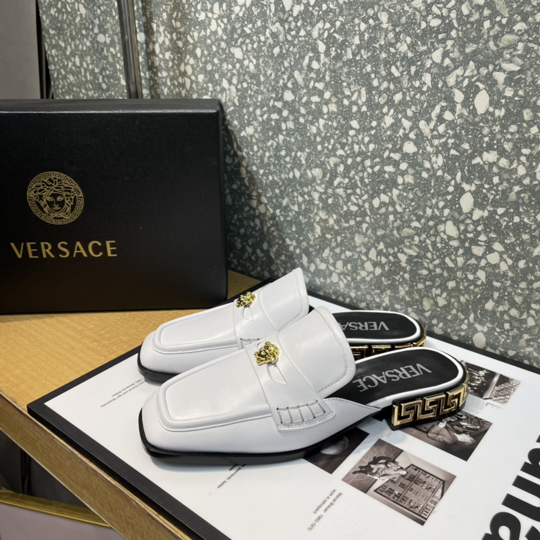 Versace La Medusa Loafer Mules - FashionPlug