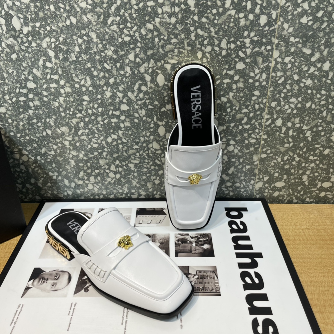 Versace La Medusa Loafer Mules - FashionPlug