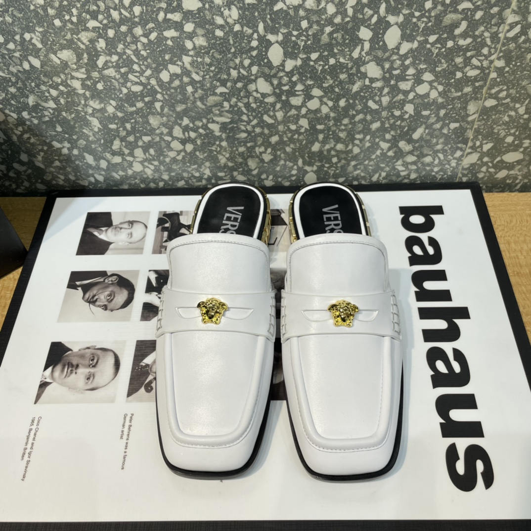 Versace La Medusa Loafer Mules - FashionPlug