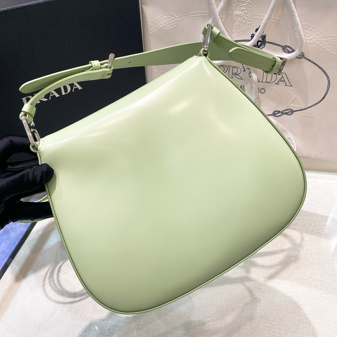 Prada Cleo Brushed Leather Shoulder Bag In Green(24-19-6cm)   1BD303 - FashionPlug