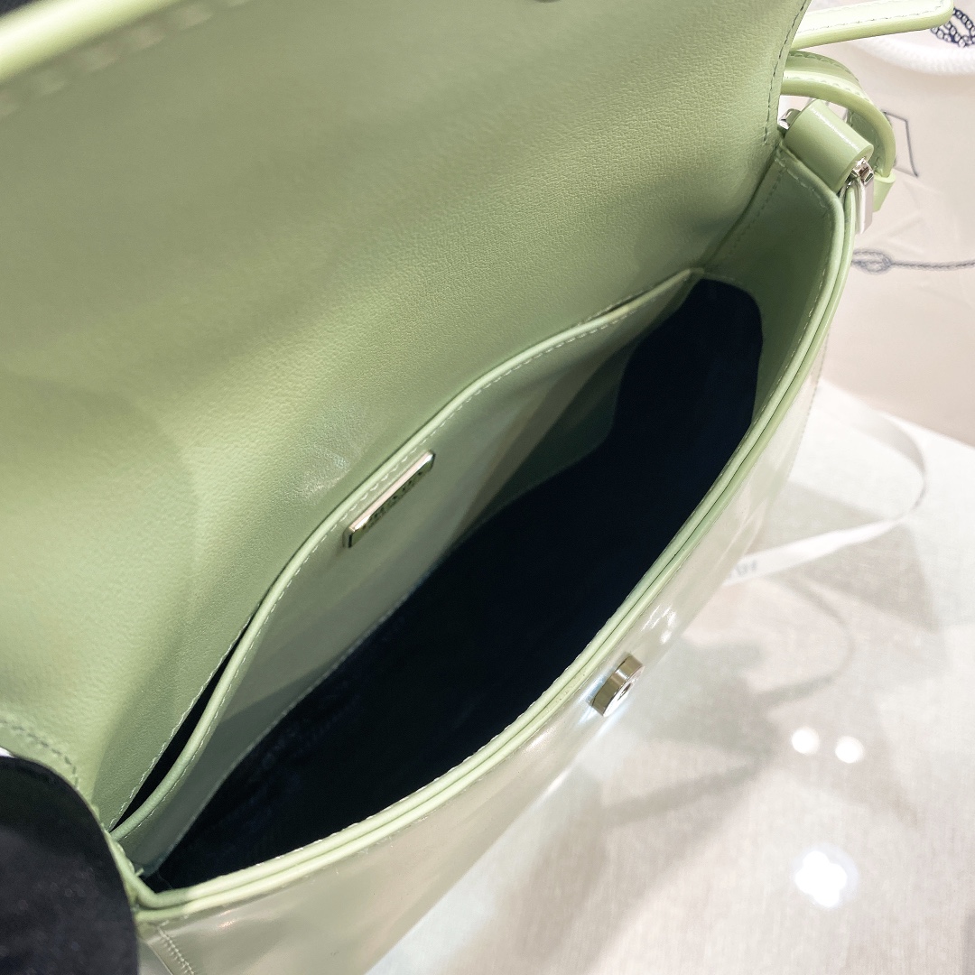 Prada Cleo Brushed Leather Shoulder Bag In Green(24-19-6cm)   1BD303 - FashionPlug