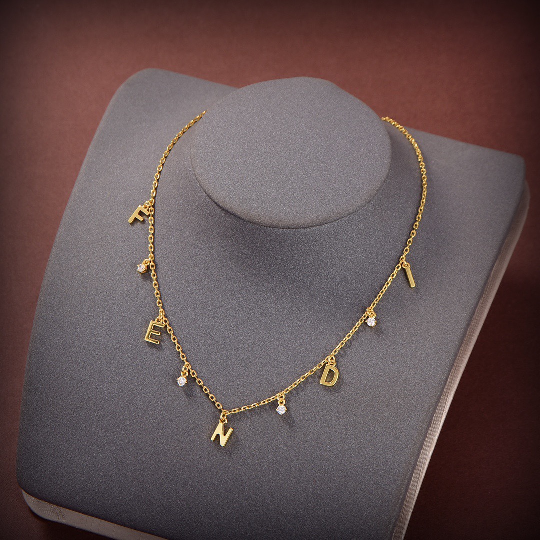 Fendi Signature Gold-Coloured Necklace - FashionPlug