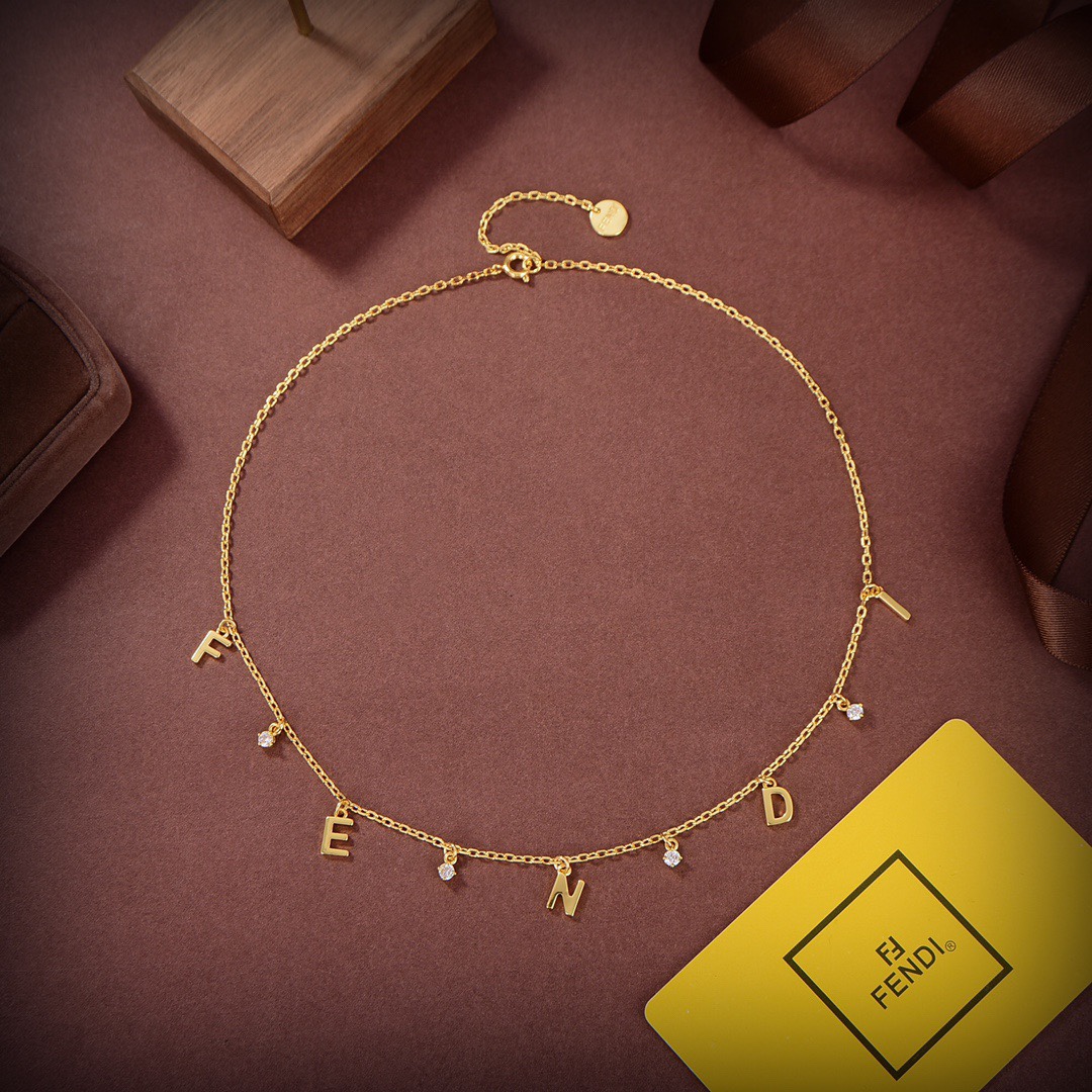 Fendi Signature Gold-Coloured Necklace - FashionPlug