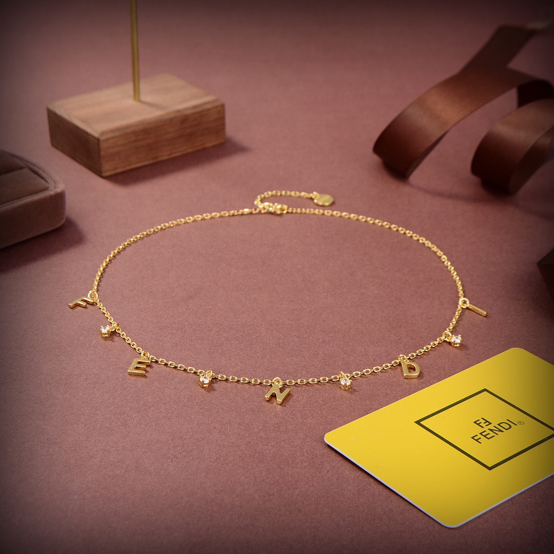 Fendi Signature Gold-Coloured Necklace - FashionPlug
