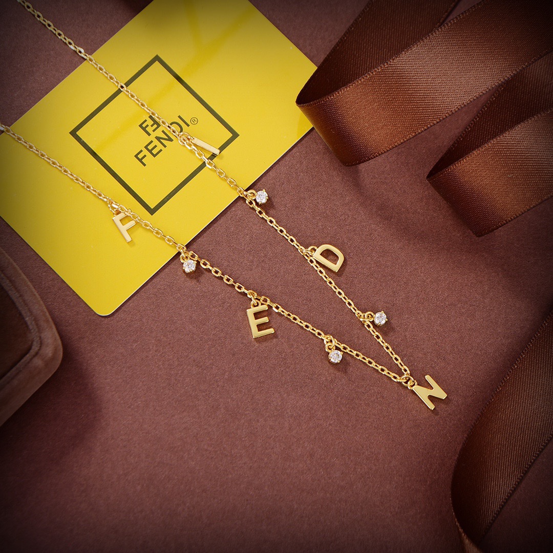 Fendi Signature Gold-Coloured Necklace - FashionPlug