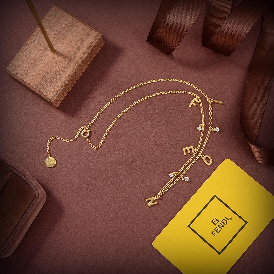 Fendi Signature Gold-Coloured Necklace - FashionPlug