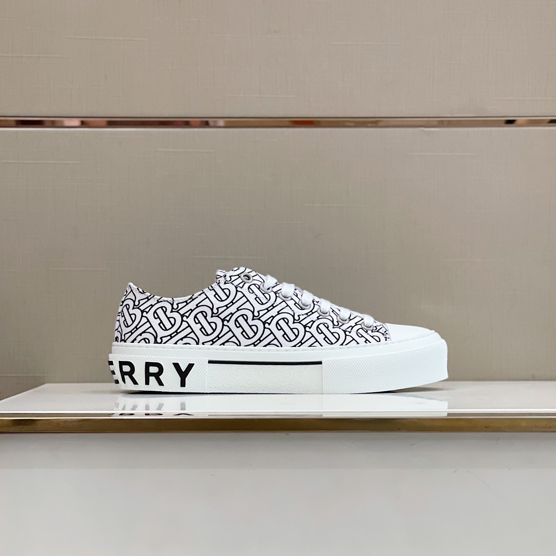 Burberry Monogram Print Cotton Sneakers - FashionPlug