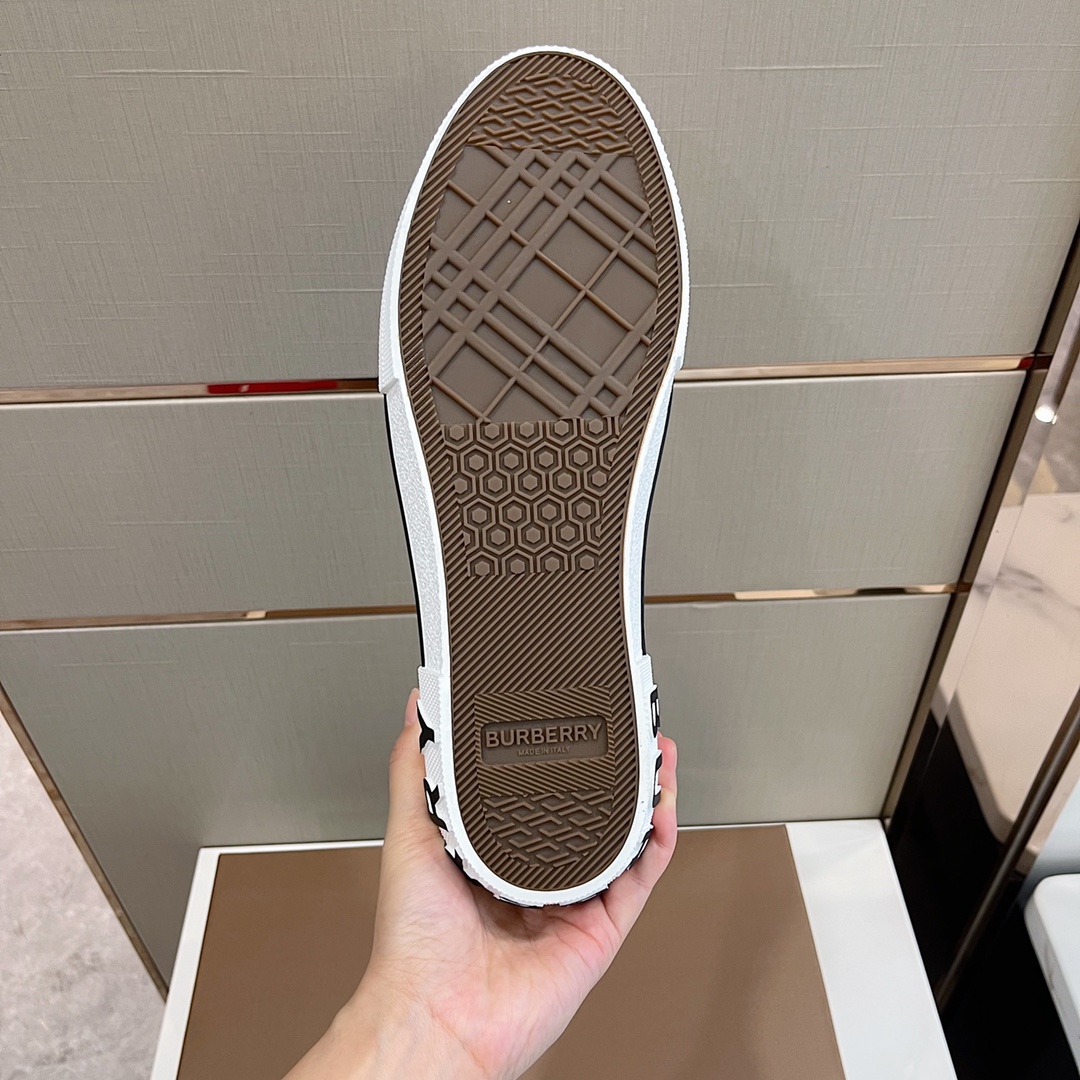 Burberry Monogram Print Cotton Sneakers - FashionPlug