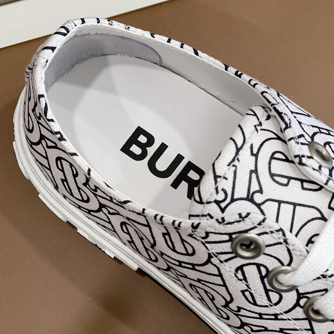 Burberry Monogram Print Cotton Sneakers - FashionPlug